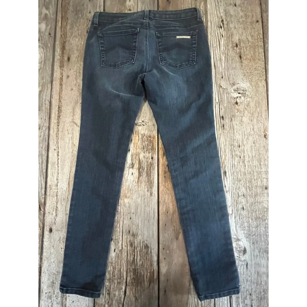 Michael‎ Kors Womens Skinny Jeans Dark Wash Denim Size 8 Mid Rise Whiskered